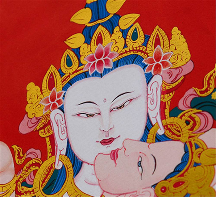 Vajrasatva in Yab Yum,Vajrasattva,Dorje Sempa - Tibetan thangka painting, view 7