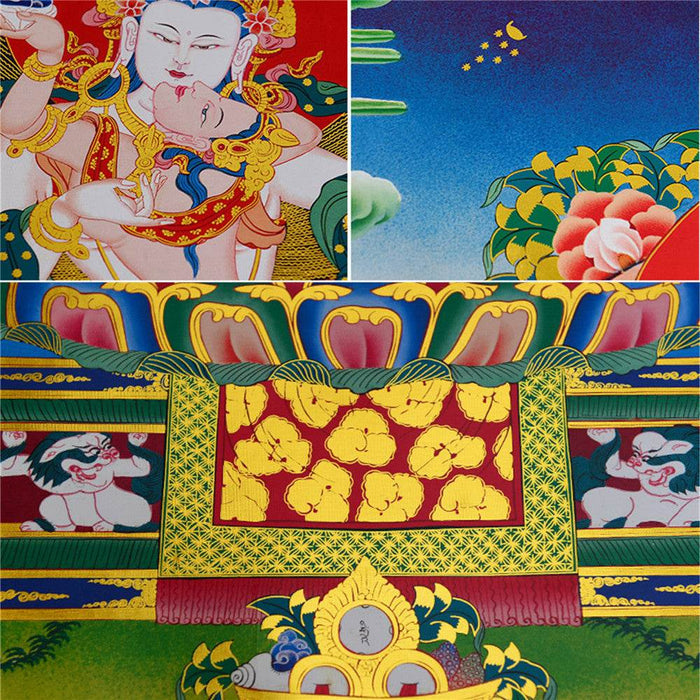 Vajrasatva in Yab Yum,Vajrasattva,Dorje Sempa - Tibetan thangka painting, view 8