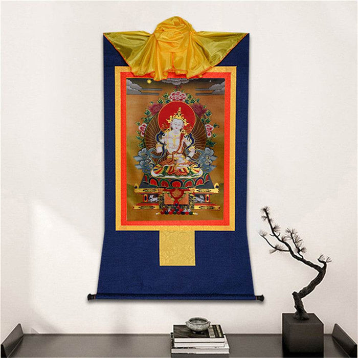 Vajrasatva,Vajrasattva,Dorje Sempa - Tibetan thangka painting, detailed view