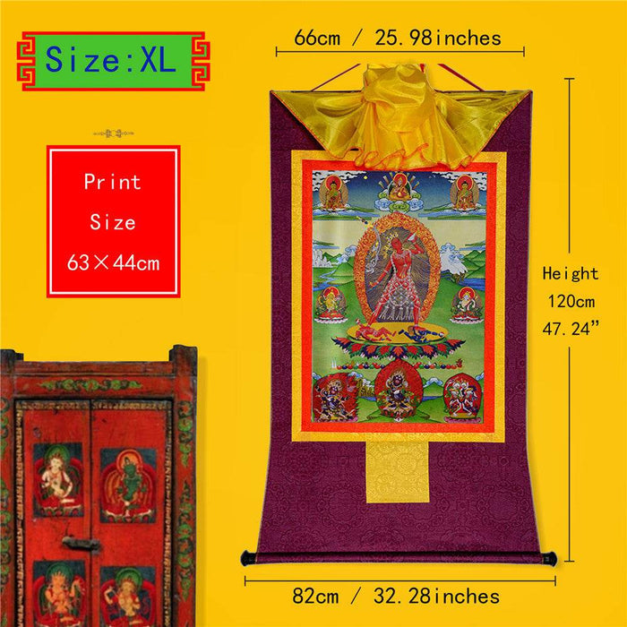 Vajrayogini/Narodakini/Dorje Naljorma/ - Tibetan thangka painting, close-up detail