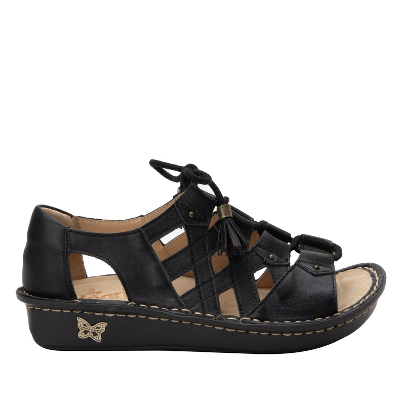 Valerie Black Burnish Sandal | Alegria Shoes