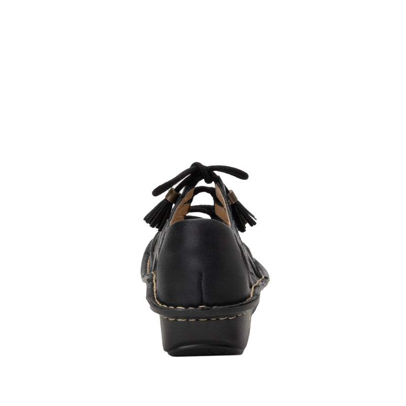 Valerie Black Burnish Sandal with adjustable laceup on mini outsole - VAL-611_S4