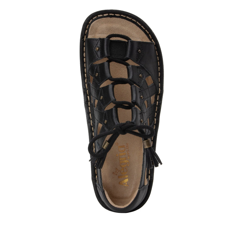 Valerie Black Burnish Sandal | Alegria Shoes