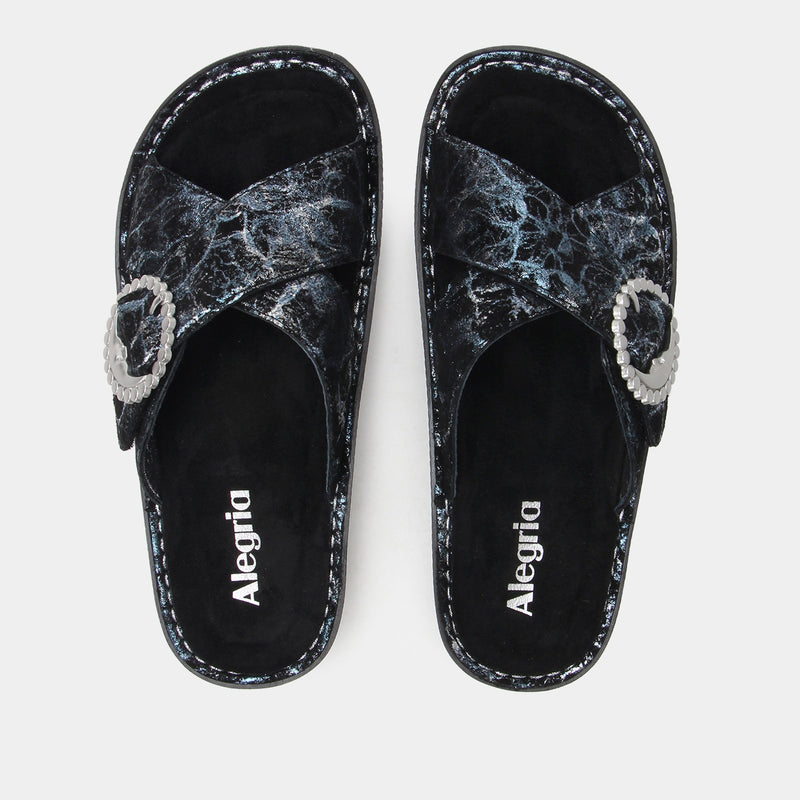 Vanya Moon Shadow Silver Sandal | Alegria Shoes
