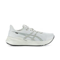 Men's running shoe in light gray/white knit upper, lace-up, cushioned sole.