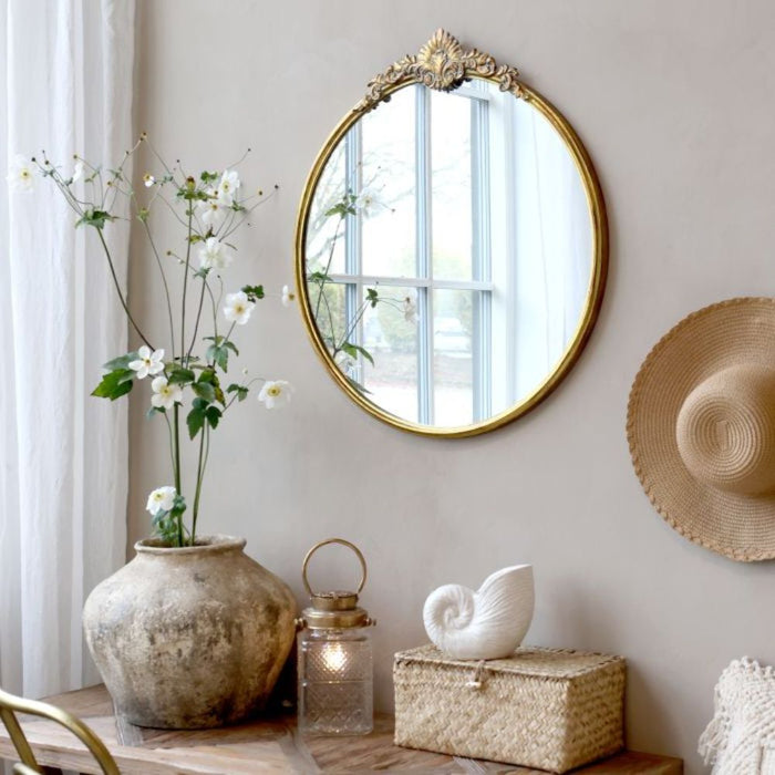 Versailles Round Antique Brass Mirror