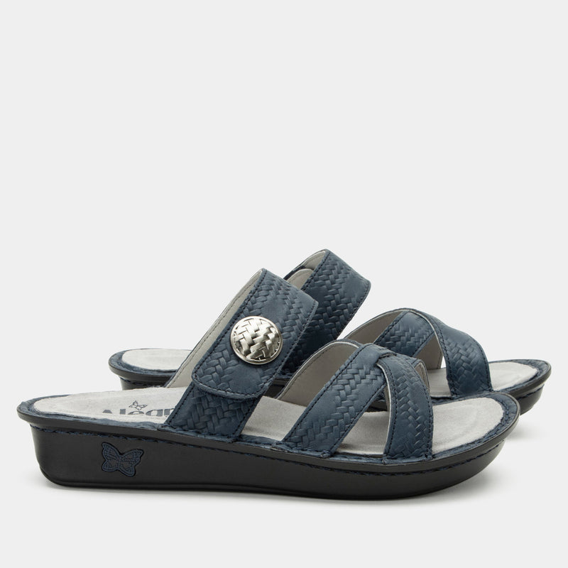 Victoriah Basketry Navy Sandal | Alegria Shoes
