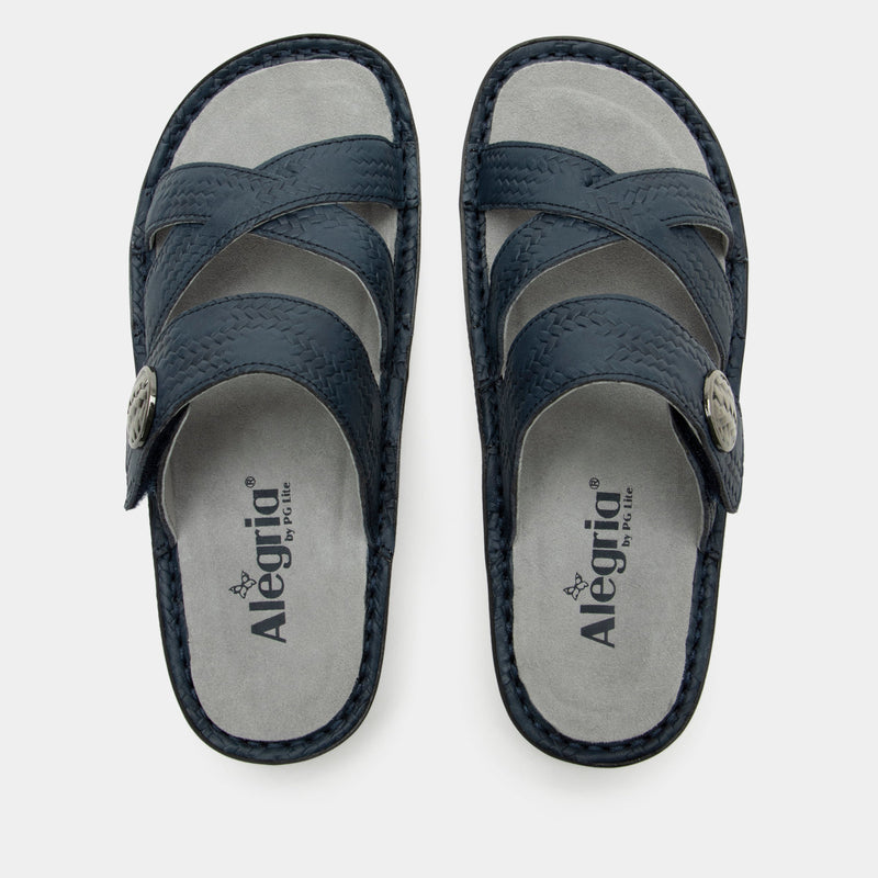 Victoriah Basketry Navy Sandal | Alegria Shoes