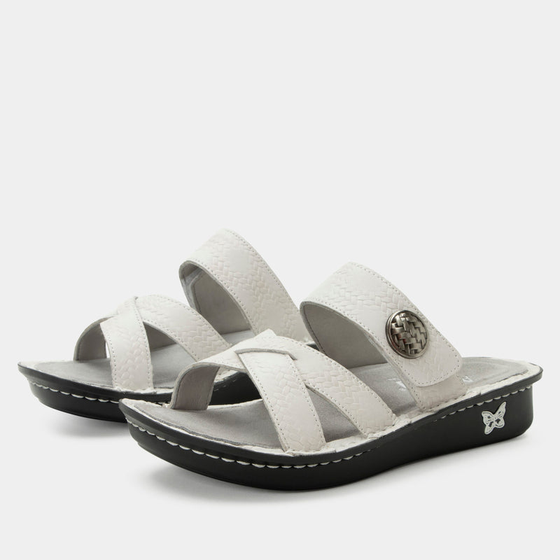 Victoriah Basketry White Sandal | Alegria Shoes