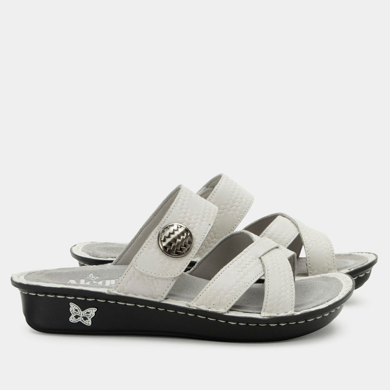 Victoriah Basketry White Sandal | Alegria Shoes