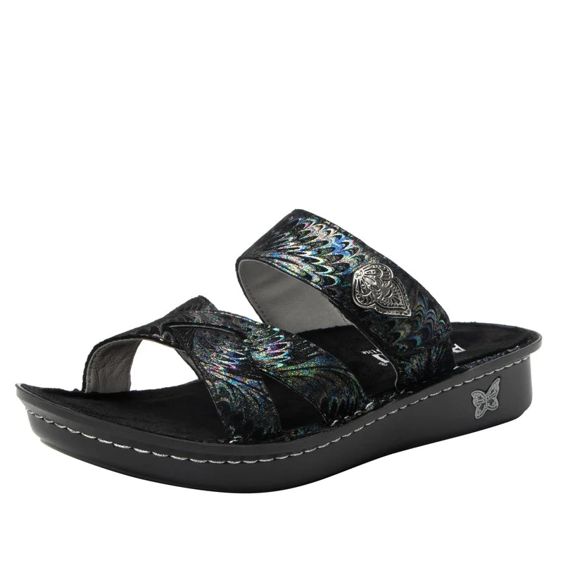 Victoriah Lustrous with crisscross detail and adjustable strap slide on sandal on mini outsole - VIC-7416_S1