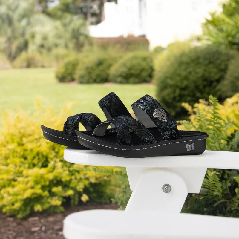 Victoriah Lustrous with crisscross detail and adjustable strap slide on sandal on mini outsole - VIC-7416_S2