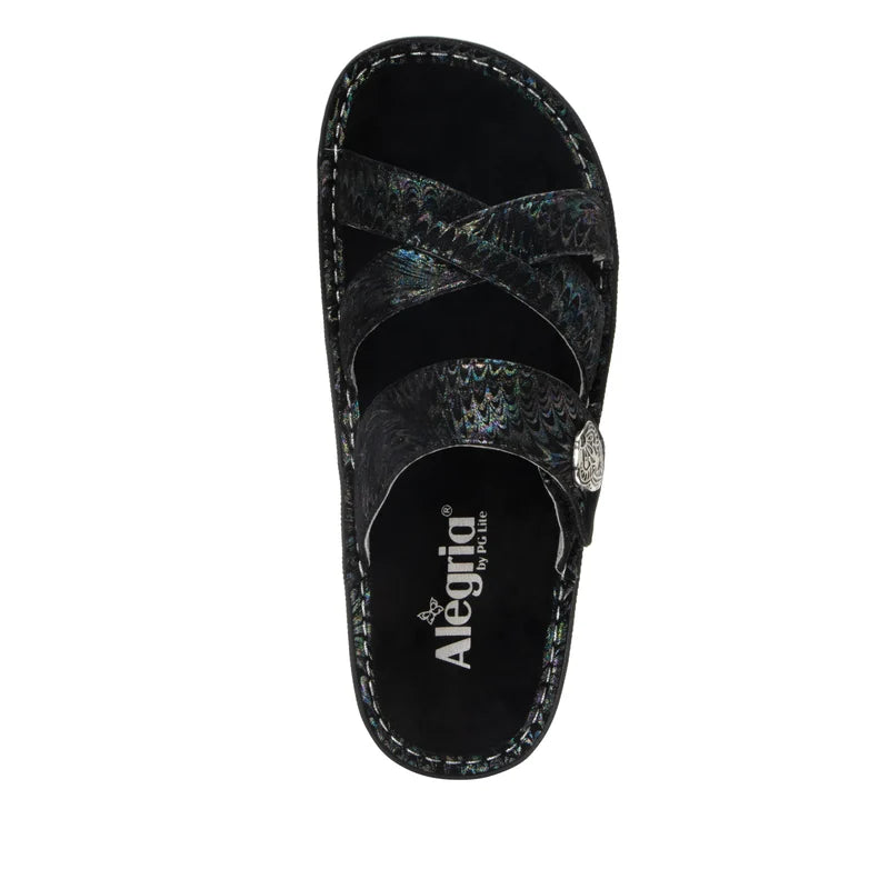 Victoriah Lustrous with crisscross detail and adjustable strap slide on sandal on mini outsole - VIC-7416_S5