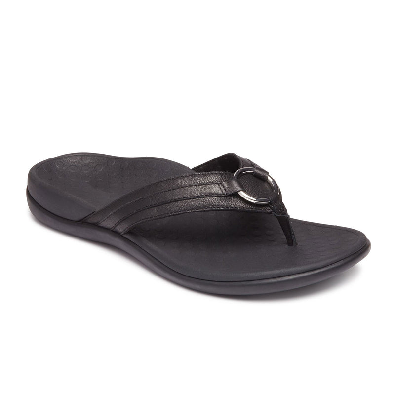 Vionic Aloe Sandal (Women) - Black Nappa Leather Sandal - Thong - The Heel Shoe Fitters