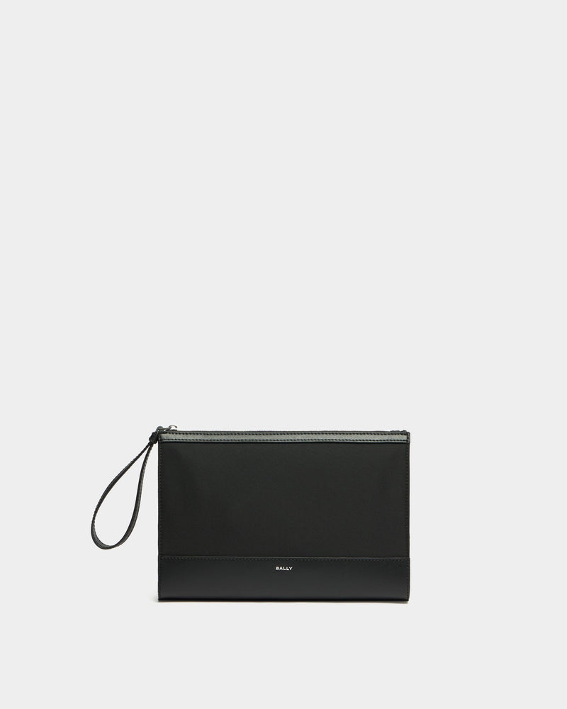 Vogel Clutch in Black Nylon and Recycled Leather