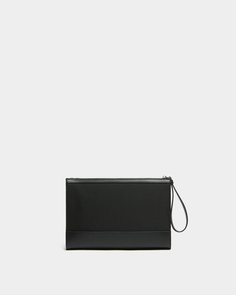 Vogel Clutch in Black Nylon and Recycled Leather