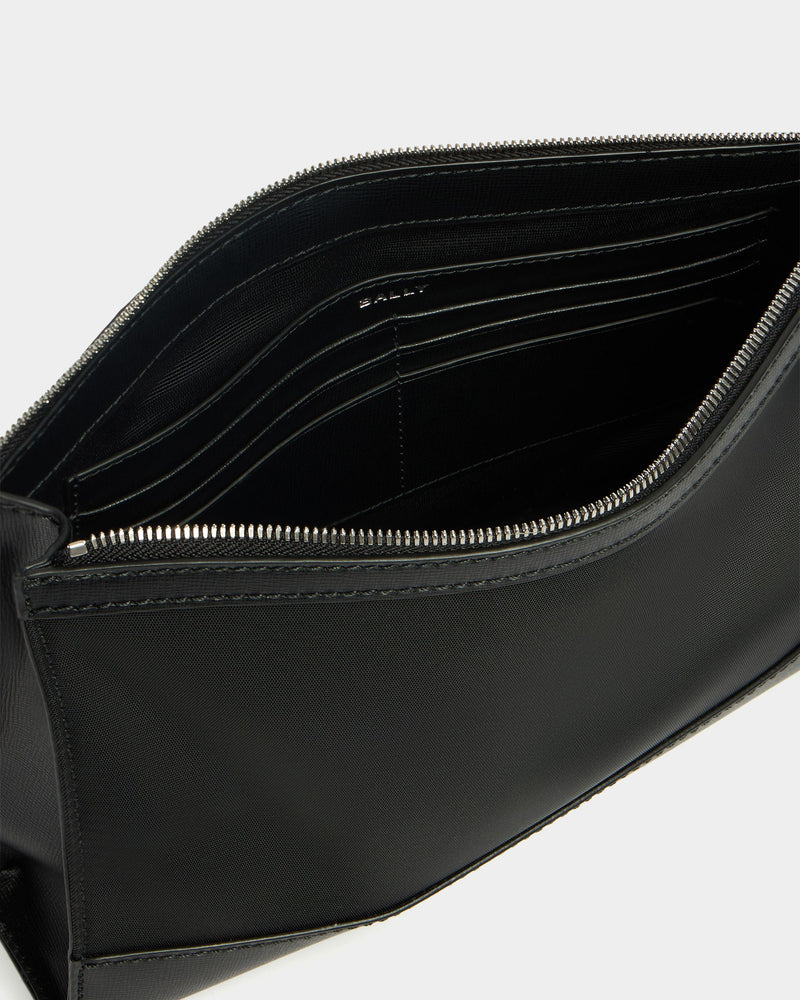 Vogel Clutch in Black Nylon and Recycled Leather
