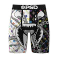 Men's graphic boxer briefs with split white and black panels, chains and symbols, PSD waistband