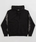 Welcome Barb Sleeve Embroidered Pigment-Dyed Hoodie in Black