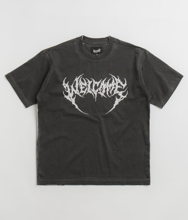 Welcome Mask Overprint Knit T-Shirt in Black and White