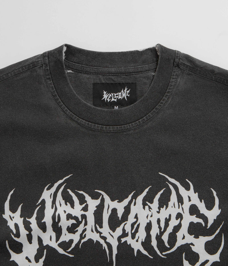 Welcome Mask Overprint Knit T-Shirt in Black and White