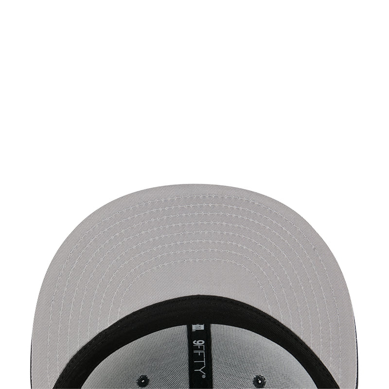 Light gray baseball cap with black brim underside and interior label.