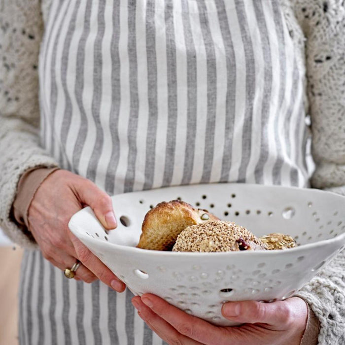 White Stoneware Decorative Bowl