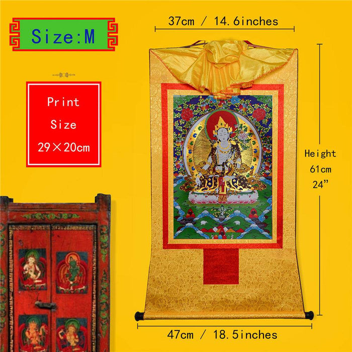 White Tara - Tibetan thangka painting, view 5