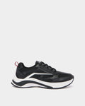 Woge Sneaker in Black and White Leather and Fabric