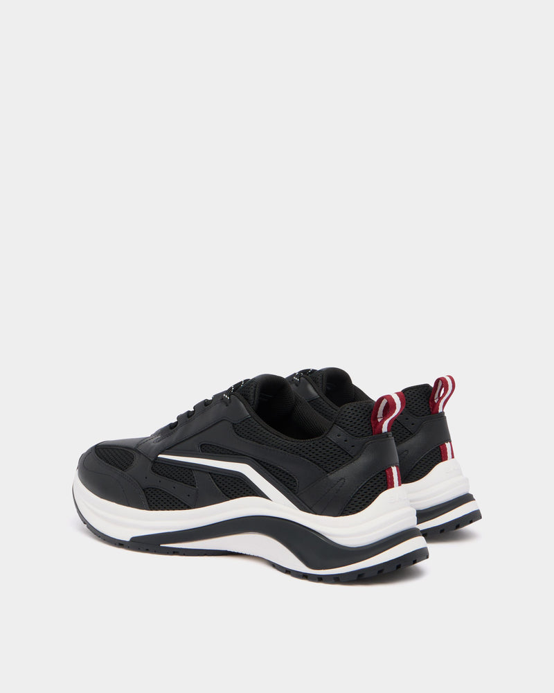 Woge Sneaker in Black and White Leather and Fabric
