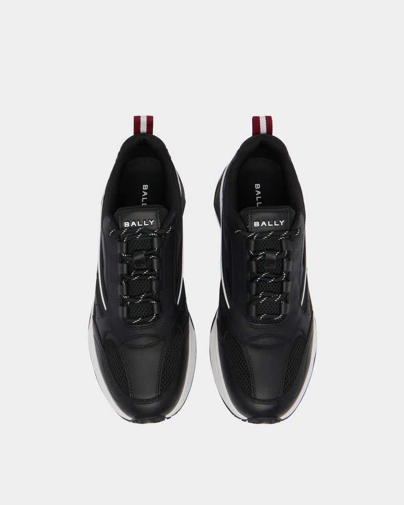 Woge Sneaker in Black and White Leather and Fabric