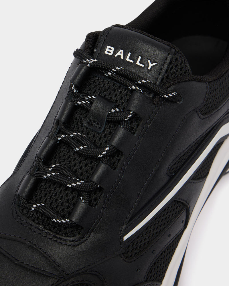 Woge Sneaker in Black and White Leather and Fabric