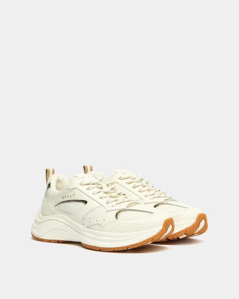 Woge Sneaker in Ivory and Gold Fabric