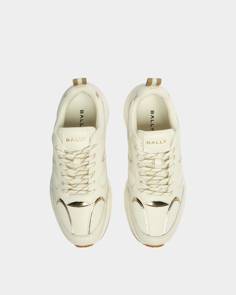 Woge Sneaker in Ivory and Gold Fabric