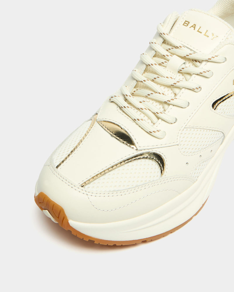 Woge Sneaker in Ivory and Gold Fabric