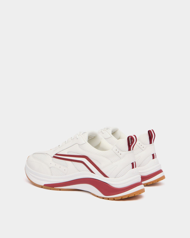 Woge Sneaker in White and Red Leather and Fabric
