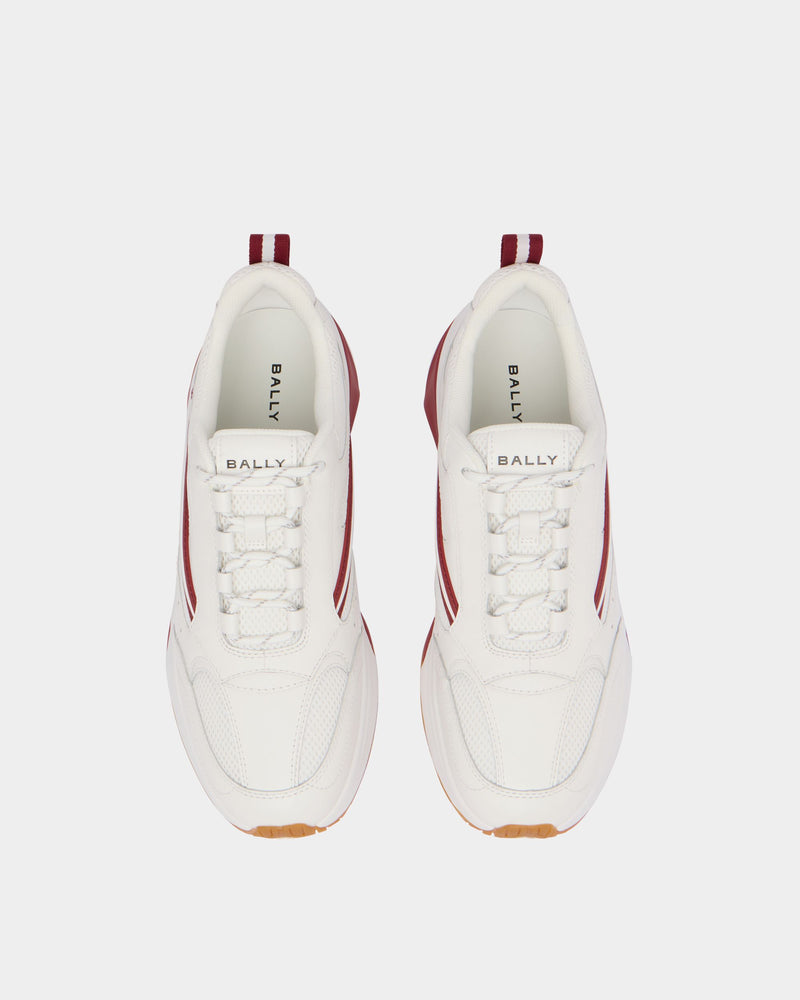 Woge Sneaker in White and Red Leather and Fabric