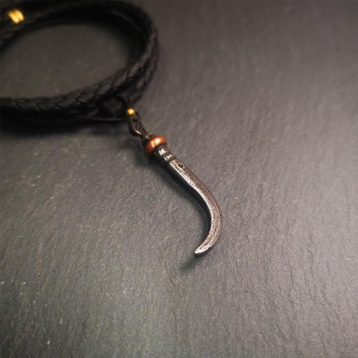 Wolf Tooth Amulet 1.77" - Tibetan Buddhist amulet, view 4