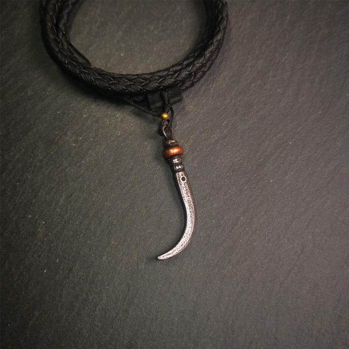 Wolf Tooth Amulet 1.77" - Tibetan Buddhist amulet, view 5