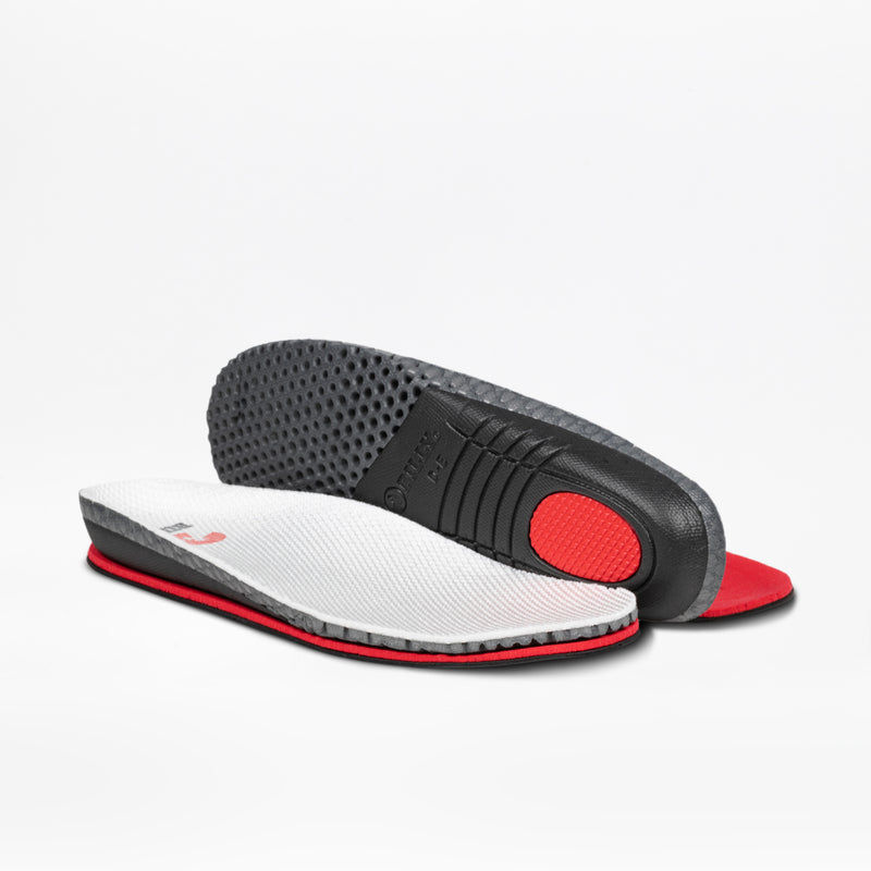 BILLY Footwear Women's White Leather BILLY Comfort Plush insoles feature soft white tops and black soles with red heels—one displays the textured black and red underside, the other reveals the plush white fabric upper.