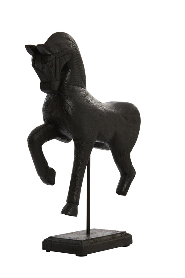 Wooden Horse Ornament - Matt Black Light & Living