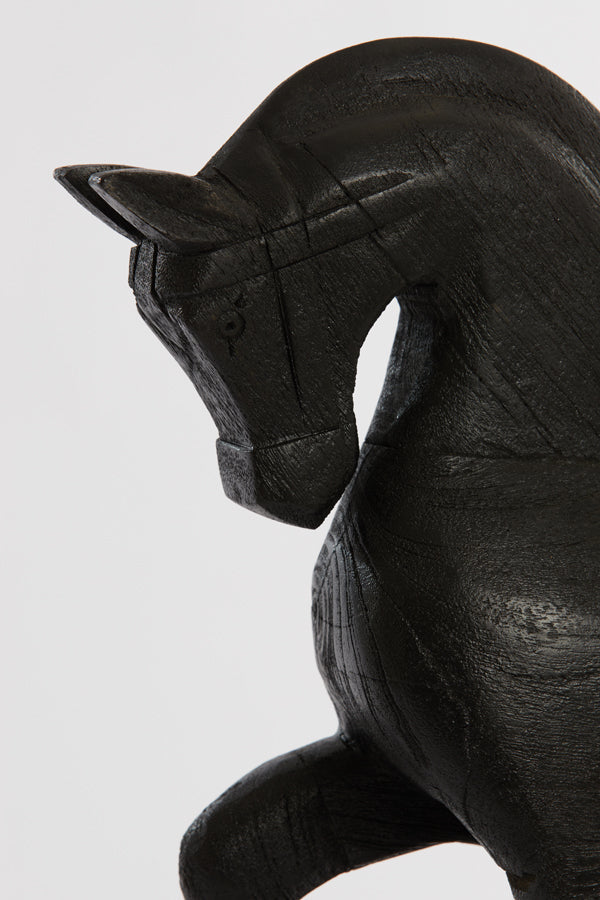 Wooden Horse Ornament - Matt Black Light & Living