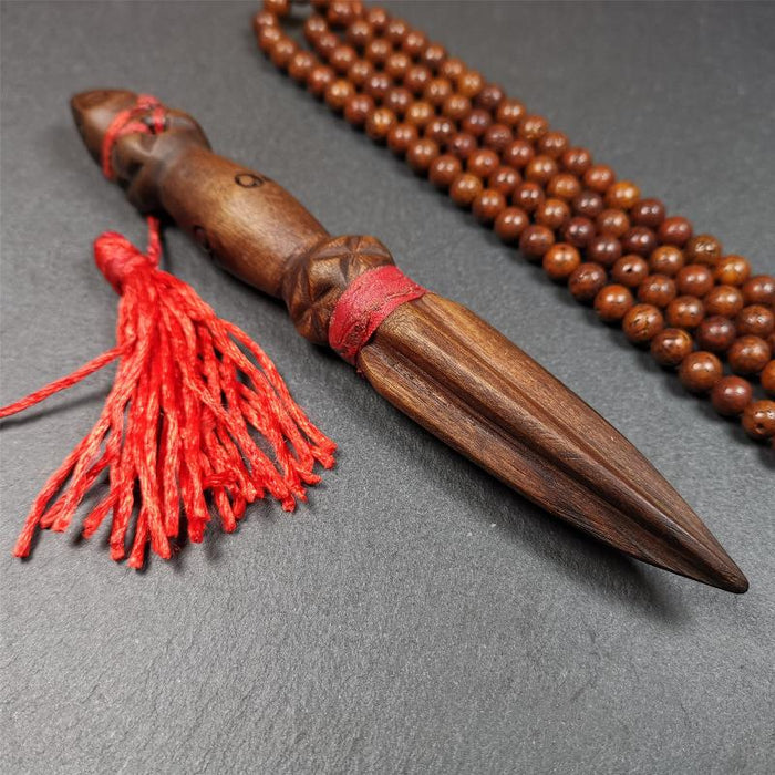 Wooden Phurba - 6.7" - Tibetan Buddhist art, view 4