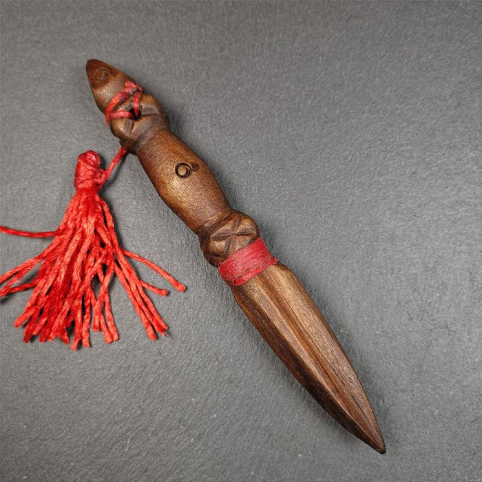Wooden Phurba - 6.7" - Tibetan Buddhist art, view 6