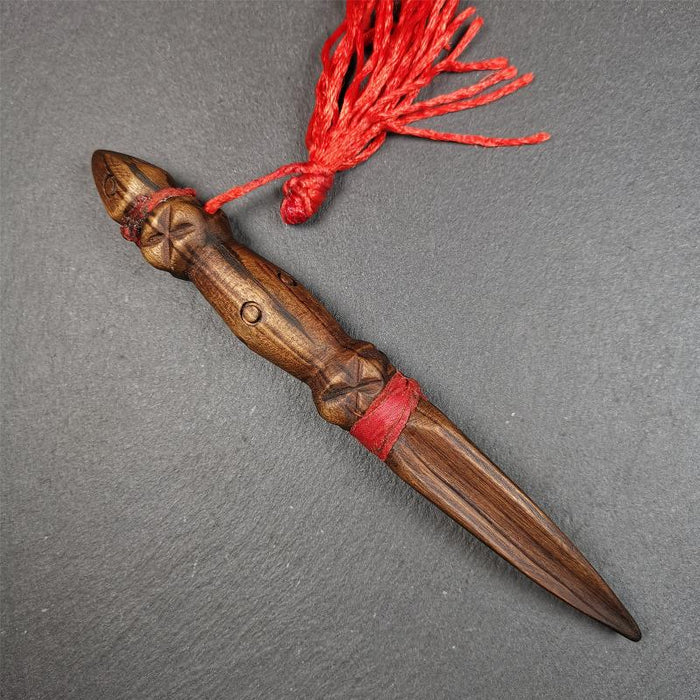 Wooden Phurba - 6.7" - Tibetan Buddhist art, view 7
