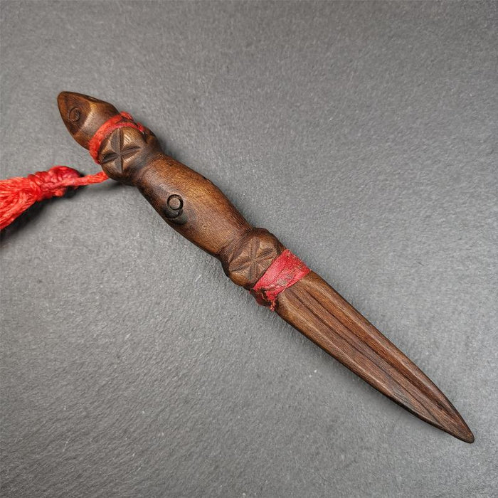 Wooden Phurba - 6.7" - Tibetan Buddhist art, view 8