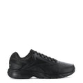 Men's black wide-width sneakers with lace-up front and rubber outsole