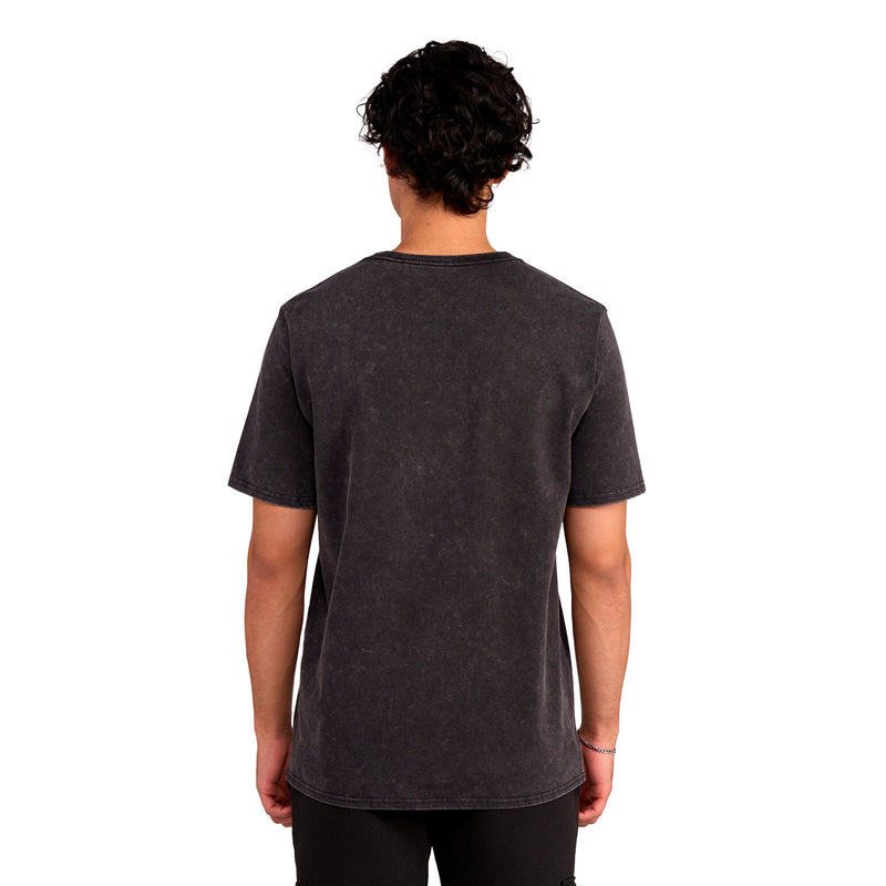 Mens dark heather charcoal tee with plain back and short sleeves