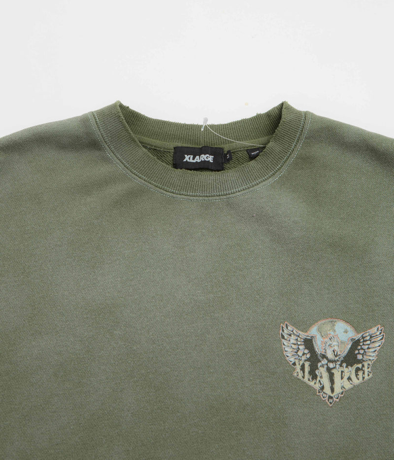 XLarge Eagle Wings To The World Crewneck Sweatshirt in Olive