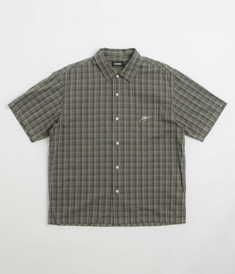 XLarge Embroidered Plaid Short Sleeve Shirt in Olive